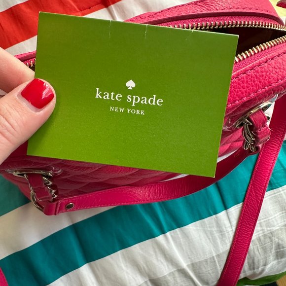 kate spade quilted purse with removable crossbody strap in hot pink, gold coast - Picture 8 of 9